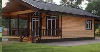 Проект одноэтажного дома из бруса с террасой - Строительство в Ахтубинске от Строй-Хтб от 135161 руб.
